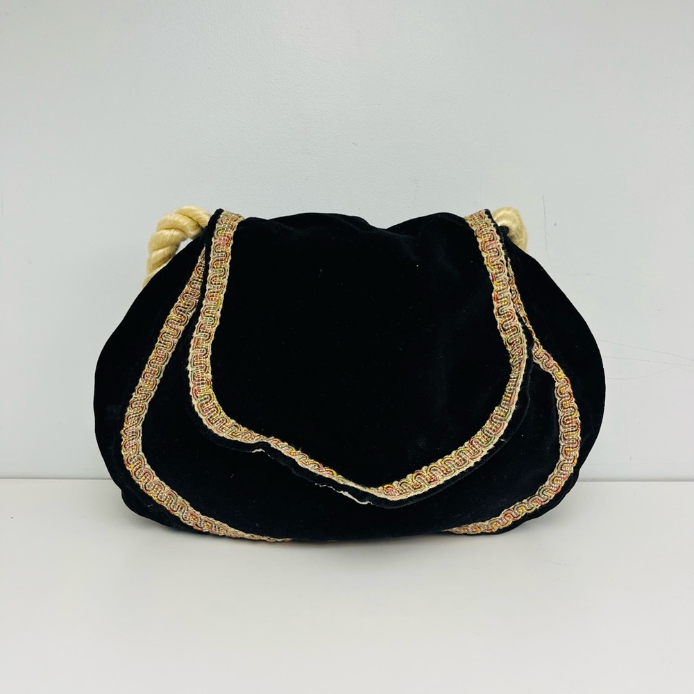 Vintage Black Velour Carpetbags of America Shoulder Bag